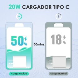 Cargador Iphone 20 watts con Cable Lighting GAR154